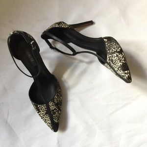 Rachel Zoe Calf Hair Leopard Print T-strap Heels